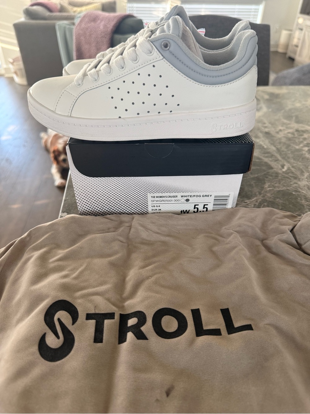 NEW Stroll Women’s Cruiser Sneakers White/Fog Grey Size 5.5 NIB